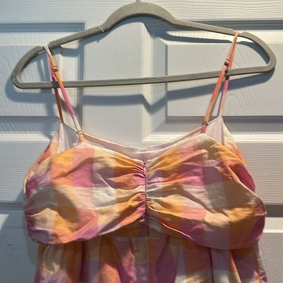 Anthropologie Charlie Holiday Madonna Plaid Linen Mini Dress 8 Easter Spring - Picture 7 of 9